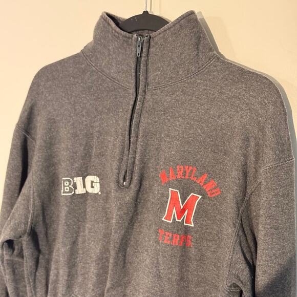 University of Maryland Terrapins Quarter-Zip Sweatshirt - Gray Pullover - Picture 4 of 6